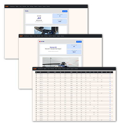 Screen pictures of flight logging